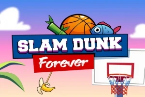 농구공과 물고기가 있는 Slam Dunk Forever 텍스트와 농구 골대가 포함된 이미지