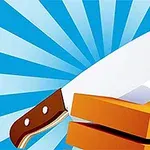 날카로운 칼이 여러 개의 주황색 물체를 자르고 있는 모습의 삽화