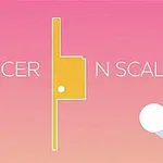 분홍색 배경에 노란색 도형과 흰색 공이 있는 이미지