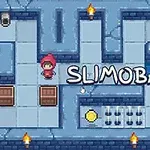 캐릭터가 상자를 밀고 있는 미로 형태의 퍼즐 게임 화면