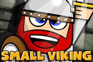 만화 스타일의 바이킹 얼굴과 SMALL VIKING 텍스트가 있는 이미지