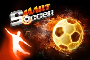 불타는 축구공과 실루엣 축구 선수, SMART Soccer 텍스트