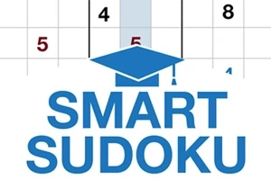파란색 박사모와 SMART SUDOKU 텍스트가 있는 숫자 퍼즐