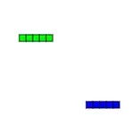초록색과 파란색의 막대가 있고, 오른쪽에는 빨간색 사각형이 있는 이미지