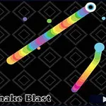 알록달록한 뱀 모양의 물체들이 검정색 바탕 위에서 움직이는 모습