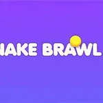 보라색 배경에 SNAKE BRAWL이라는 텍스트와 여러 개의 노란색 원들이 배열되어 있는 이미지