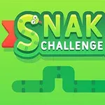 초록색 뱀이 사과를 향해 가는 모습과 Snake Challenge라는 글자가 있는 이미지