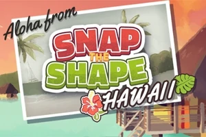 Snap the Shape: Hawaii 텍스트가 있는 하와이 해변 배경의 일러스트 이미지