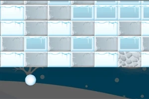 눈 덮인 얼음 블록과 눈 덩이 배경