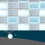 눈 덮인 얼음 블록과 눈 덩이 배경