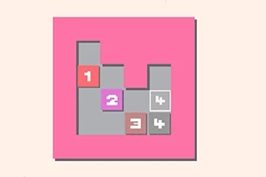 핑크색 배경 위에 다양한 색상과 숫자가 적힌 사각형 블록들이 배열되어 있는 모습