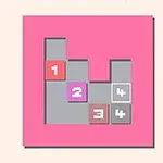 핑크색 배경 위에 다양한 색상과 숫자가 적힌 사각형 블록들이 배열되어 있는 모습