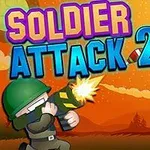 군인이 외계인 우주선을 향해 무기를 발사하는 장면