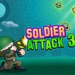 우주선과 외계 생물을 향해 로켓 발사기를 쏘는 군인