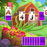 밝고 화려한 배경의 정원 풍경 앞에 여러 장의 카드가 놓여 있습니다