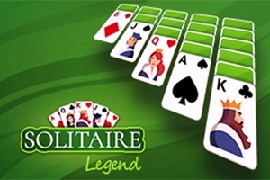 녹색 배경 위에 카드들이 배열되어 있고, 왼쪽 하단에 Solitaire Legend 로고가 있다