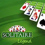 녹색 배경 위에 카드들이 배열되어 있고, 왼쪽 하단에 Solitaire Legend 로고가 있다