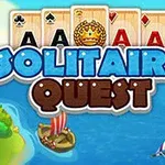 화면에 카드를 배경으로 Solitaire Quest라는 텍스트와 함께 바다 위의 두 척의 배가 보인다