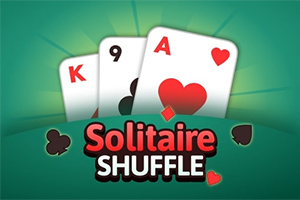 초록색 배경에 K, 9, A 카드와 Solitaire Shuffle 텍스트가 있는 이미지