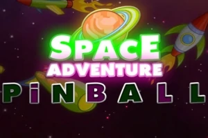 우주를 배경으로 행성과 두 대의 로켓, 그리고 SPACE ADVENTURE PINBALL이라는 텍스트가 있는 이미지