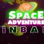 우주를 배경으로 행성과 두 대의 로켓, 그리고 SPACE ADVENTURE PINBALL이라는 텍스트가 있는 이미지