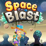 우주와 행성을 배경으로 SF 테마의 만화 스타일 캐릭터가 서 있는 이미지