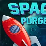 우주를 배경으로 붉은 로켓이 중앙에 있으며, SPACE PURGE라는 문구가 위쪽에 표시되어 있다