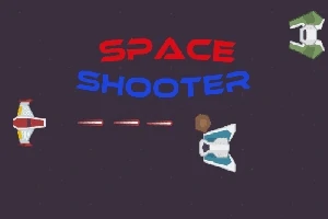 우주 배경에 두 대의 우주선과 SPACE SHOOTER라는 글자가 있는 이미지
