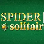녹색 배경에 카드 한 벌과 황금색의 SPIDER solitaire 텍스트가 있는 이미지