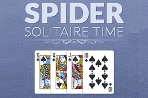 SPIDER SOLITAIRE TIME라는 글자와 함께 K, Q, J, 10 스페이드 카드가 나란히 배치된 이미지