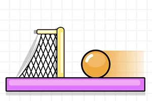 노란색 축구 골대 옆에 있는 주황색 공과 보라색 선반