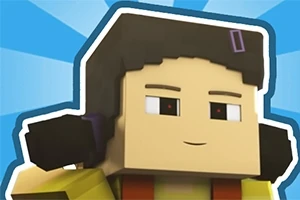 픽셀 스타일의 캐릭터가 헤드폰을 착용하고 있는 밝은 배경의 이미지