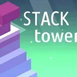 다양한 색상의 블록들이 쌓여 있으며, 오른쪽에 STACK tower라는 문구가 있는 이미지