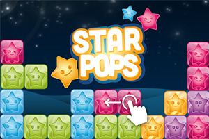 별 모양의 웃는 블록들이 여러 색깔로 배열되고 가운데에는 STAR POPS라는 글자가 있는 이미지