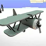 비행기 옆에 여러 검은 막대기 인형이 있는 장면