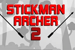 빨간색 글자로 STICKMAN ARCHER 2가 검은색 화살과 함께 회색 배경에 쓰여져 있는 이미지
