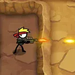 캐릭터가 터널에서 총을 발사하는 모습입니다