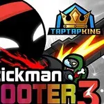 검은색 배경에 빨간 머리띠를 두른 스틱맨이 불을 발사하며 좀비를 쏘고 있는 모습