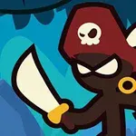 해적 모자를 쓰고 칼을 든 만화 캐릭터