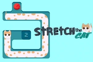 고양이 모양의 색칠된 길과 빨간 공이 있는 파란색 배경 이미지