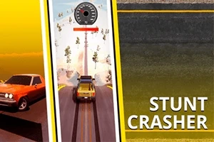 한 차량이 도로를 가로지르는 에너지 패널을 넘어가고 있으며, 왼쪽에는 주황색 자동차가 있고 오른쪽에는 노란색과 검정색 배경이 있는 이미지