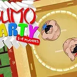 애니메이션 스타일의 스모 선수 두 명이 링 위에서 경쟁하는 장면