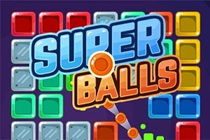 다양한 색상의 사각형 블록과 SUPER BALLS 텍스트가 중간에 있는 이미지