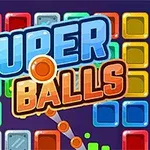 다양한 색상의 사각형 블록과 SUPER BALLS 텍스트가 중간에 있는 이미지