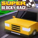 노란색 블록 모양의 자동차가 도로를 주행하고 있으며, 뒤에 보라색과 파란색 자동차가 따라오고 있다