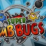 파란색과 노란색 벌레가 폭탄과 함께 만화 스타일로 그려진 이미지