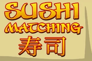 SUSHI MATCHING이라는 영어 단어와 寿司라는 중국어 문자가 노란색 배경 위에 적혀 있다