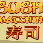 SUSHI MATCHING이라는 영어 단어와 寿司라는 중국어 문자가 노란색 배경 위에 적혀 있다