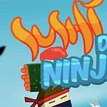 스시와 닌자가 포함된 만화 스타일의 로고 이미지