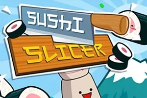 스시 롤과 칼이 있는 만화 스타일의 이미지